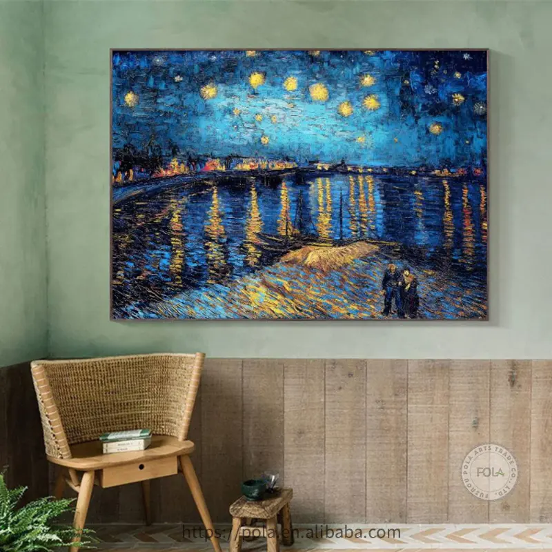 Van Gogh klassisches berühmtes Gemälde Mandelblüten-Poster und Drucke Sternennacht Leinwand Kunst Vintage Wanddekor Bilder für Zimmer