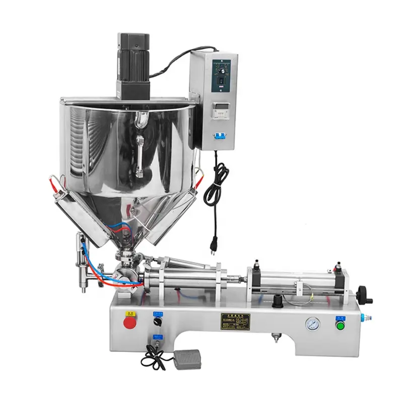 Chocolate Peanut Butter Filling Machine With Mixer Heater Mixing Heating Hopper Honey Granules Filler Best Price