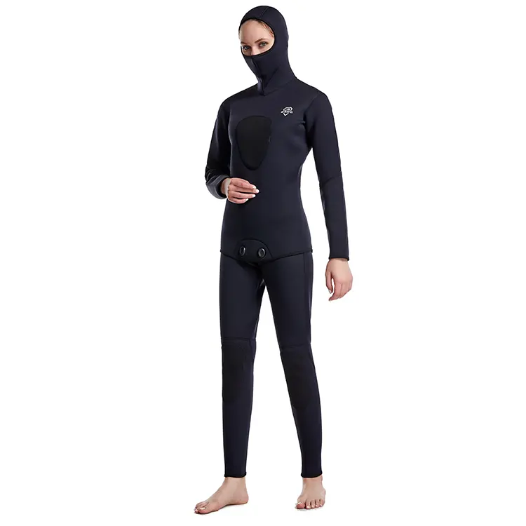 3mm 5mm Neoprene Wetsuit hai mảnh dành cho người lớn phía trước dây kéo đội mũ trùm đầu phù hợp với lướt bơi lặn spearfishing wetsuit