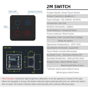 智能生活4组壁灯控制开关2M ZigBee支持Alexa & 谷歌应用触摸屏家用240V印度市场 - Product Image 4