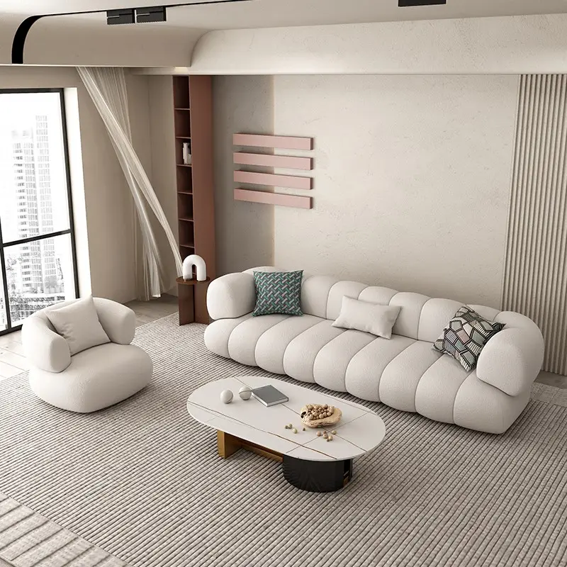 Moda moderna soggiorno famiglia piccolo divano doppia fila agnello velluto rete negozio di abbigliamento rosso salone di bellezza set di divani