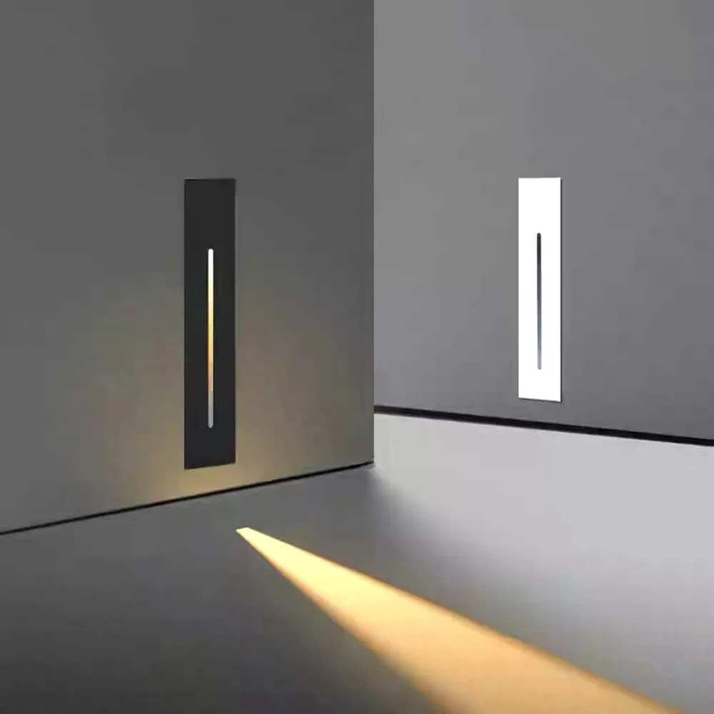 Lámpara LED de pared para interiores y exteriores, luz empotrada de aluminio para esquinas de pared, pasillo al aire libre, escalera de paso, 3W