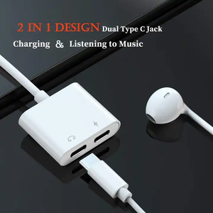 Dual Type c Headphone Aux Adapter Cable Converter Type-C Headphone Adapter <strong>2</strong> <strong>in</strong> <strong>1</strong> Type c Audio Adapter for Samsung - Product Image 2