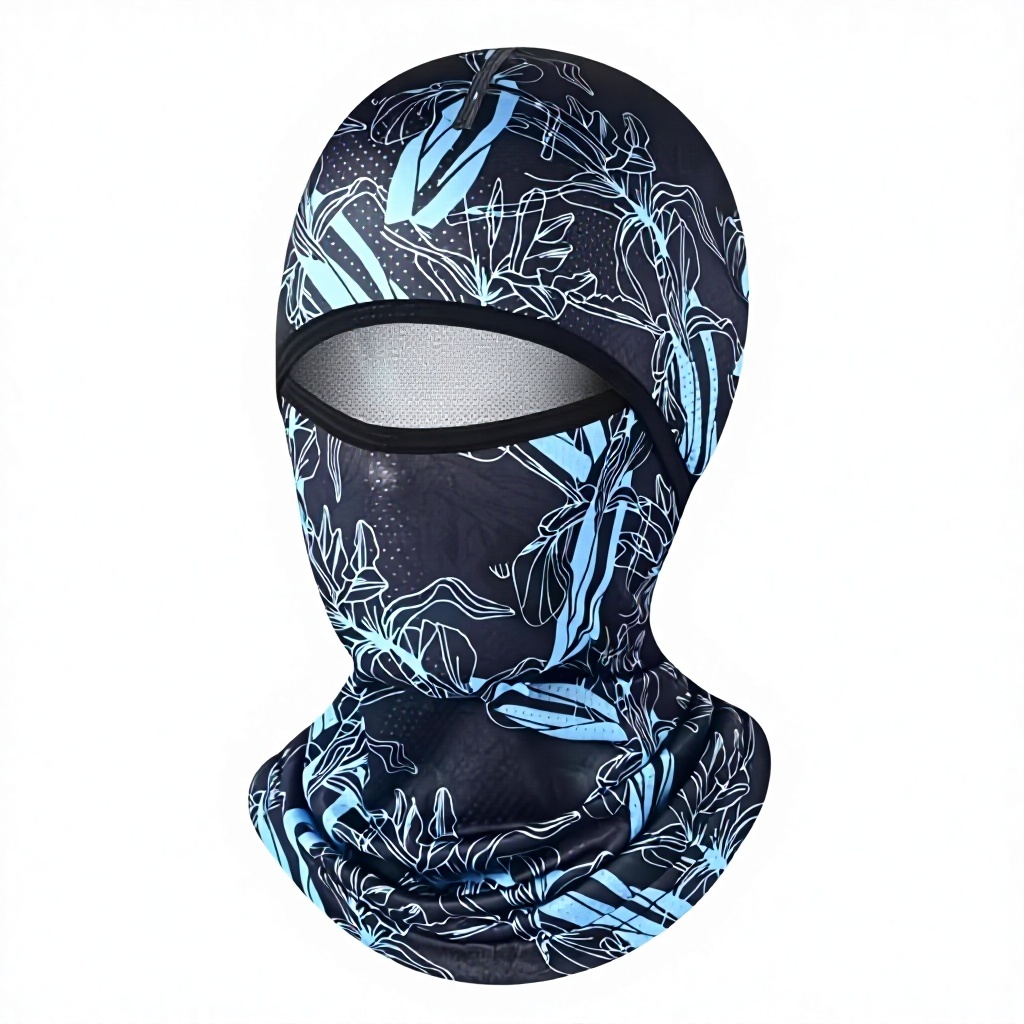 Masque de protection solaire - Capuche imprimée - Bleu feuille d'érable