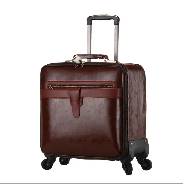 LeTrend Business Rolling Luggage Spinner 16 inch Women Carry on Suitcase Wheels Leisure Trolley PU Leather Travel Bags