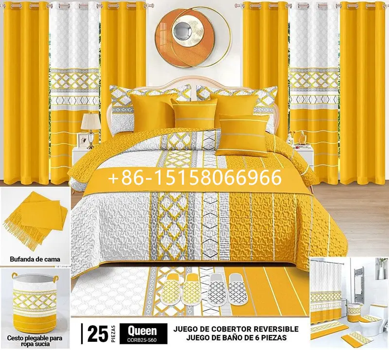 Thả de lit En coton Quilt bedding Set với rèm cửa 25 cái