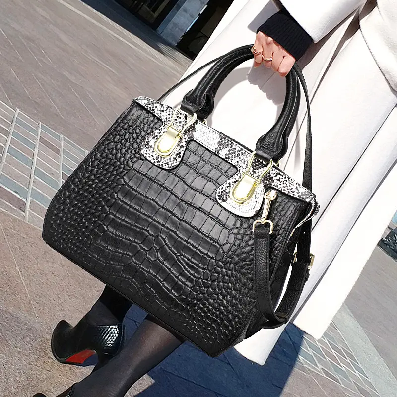 2ndr Brand New Crocodile Handtaschen Frauen Echte echte Rindsleder Handtaschen für Damen