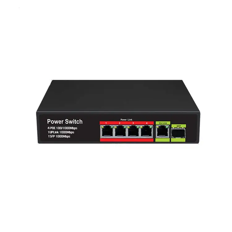 Interruptor Ethernet Industrial de fibra óptica para riel de alta temperatura y resistencia al frío, interruptor de 4 puertos de 10 / 100/1000m