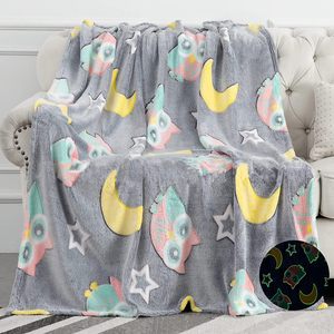 Glow in the Dark <strong>Owl</strong> Luminous Blanket Fun and Cozy Size 60 X 50 Inch <strong>Owl</strong> Decor Birthday Gifts for Teen Boys Girls