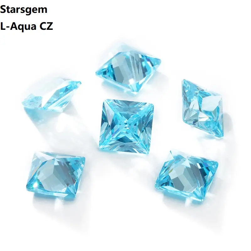 Starsgem bela boa qualidade luz aqua Swiss Blue Princess corte 1.75*1.75 ~ 15*15mm zircônia cúbica