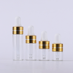 1ml 2ml 3ml 5mlミニサンプルドロッパーボトル空の化粧品ドロッパーボトル、エッセンシャルオイル香水用ゴールデンキャップ付き - Product Image 1