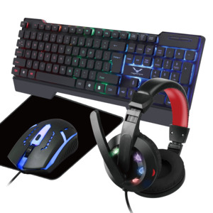 4 in 1 RGBPCキーボードマウスゲーマーコンボゲームセットアップとヘッドフォンマウスパッド付きマウスキットセット - Product Image 1