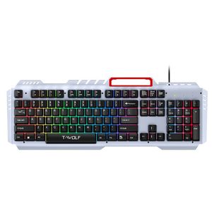 Teclado retroiluminado de metal USB para computadora portátil Teclado mecánico con cable de 104 teclas con soporte para teléfono Teclado de computadora más barato