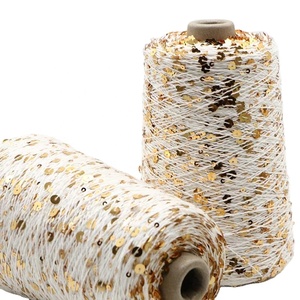 Flower <strong>Sequins</strong> Thread NM 2.5 45% Cotton 55% Polyester PET 3MM + 6MM Fancy <strong>Sequin</strong> for Hand Made Crochet Products