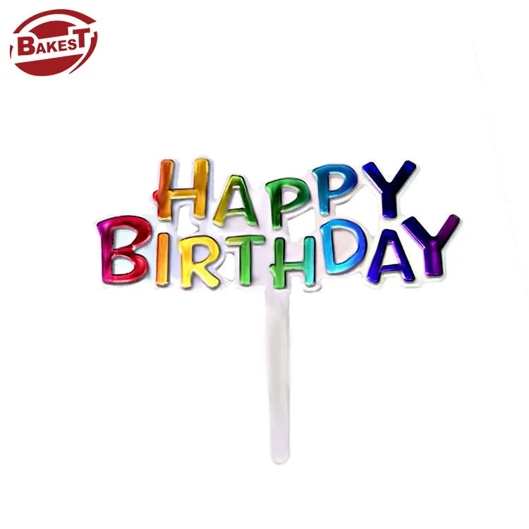Tarjeta insertada colorida para pastel de feliz cumpleaños, productos de plástico para decoración de tartas, 10x15cm, precio al por mayor