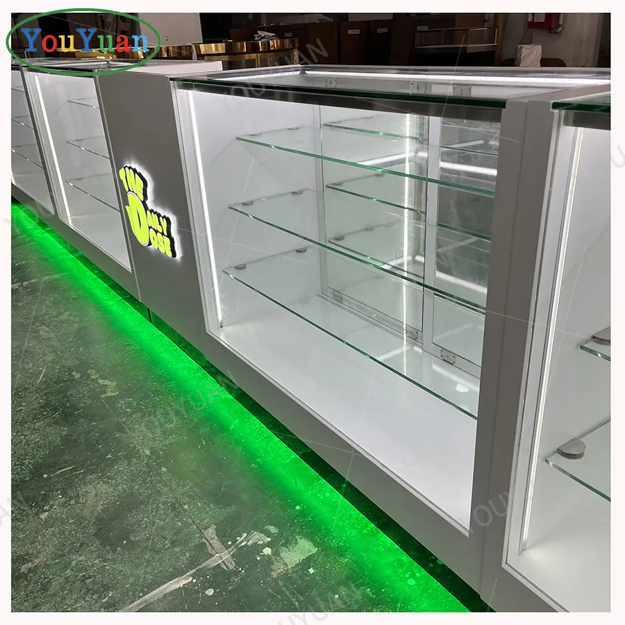 Hoge Kwaliteit Hoge Houten Rook Winkel Sigaar Vitrine Kast Led Muur Showcase Voor Rook Winkel Meubels