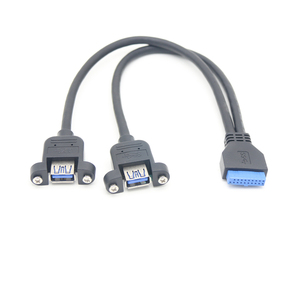 19-PIN DUAL USB 3.0สายเคเบิลต่อขยายตัวเมียแจ็กเก็ตพีวีซีถักเปียแผงเคสเมนบอร์ดคอมพิวเตอร์ติดสกรูเคสภายใน20-Pin - Product Image 4