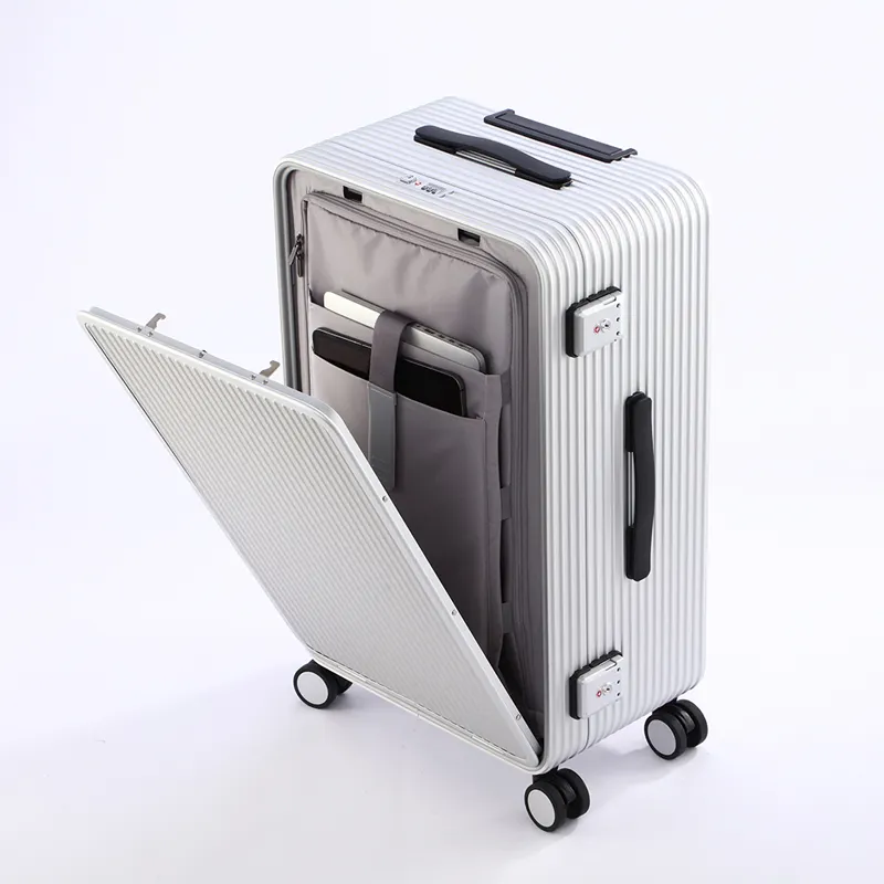 Seiten öffnung Gepäck Business Pull Bar Case Reisekoffer mit großer Kapazität Ganz aluminium Magnesium legierung Front öffnung Metall weiblich