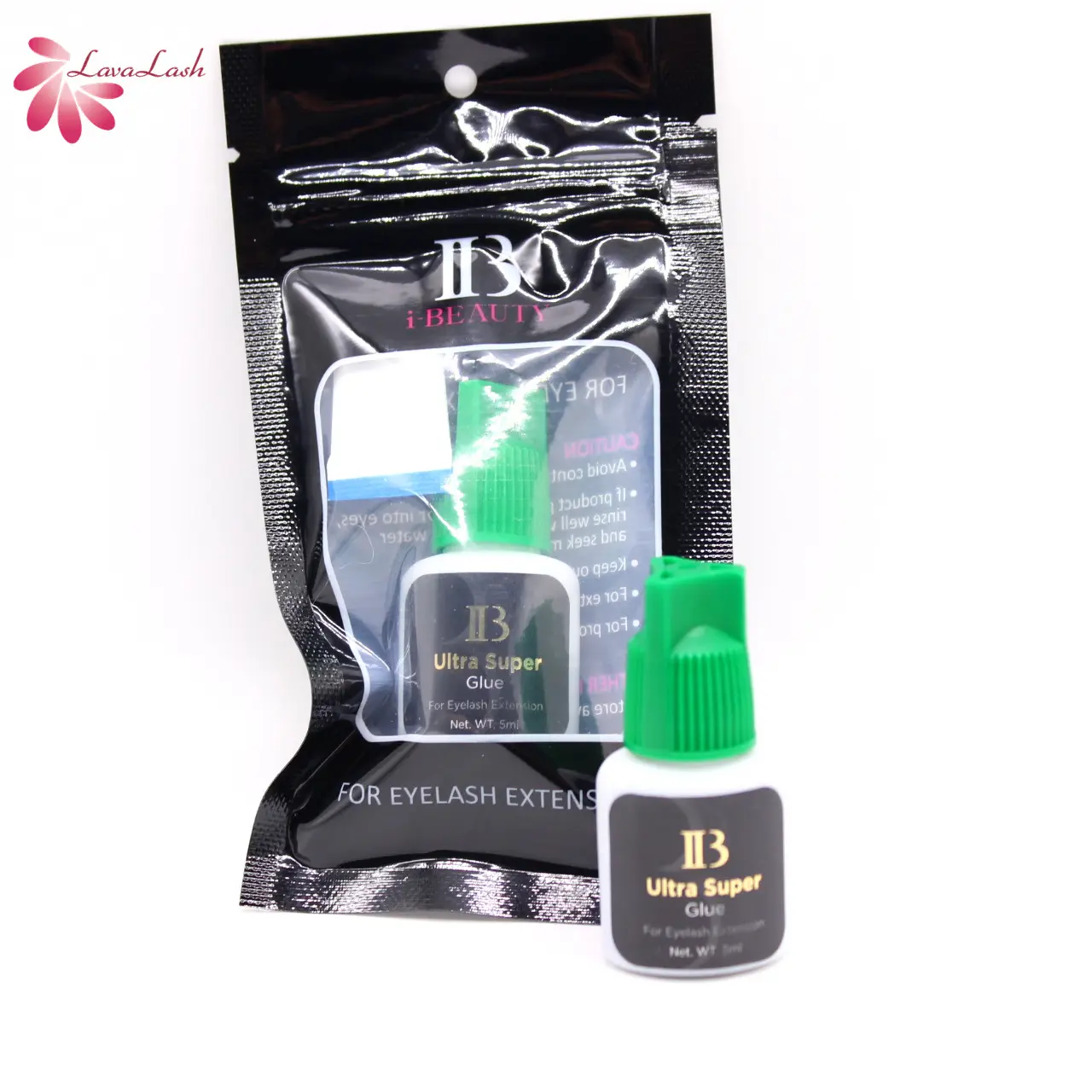 IB i-beauty Ultra Super Glue Green Cap El pegamento más rápido para extensiones de pestañas de 5ml Adhesivo negro