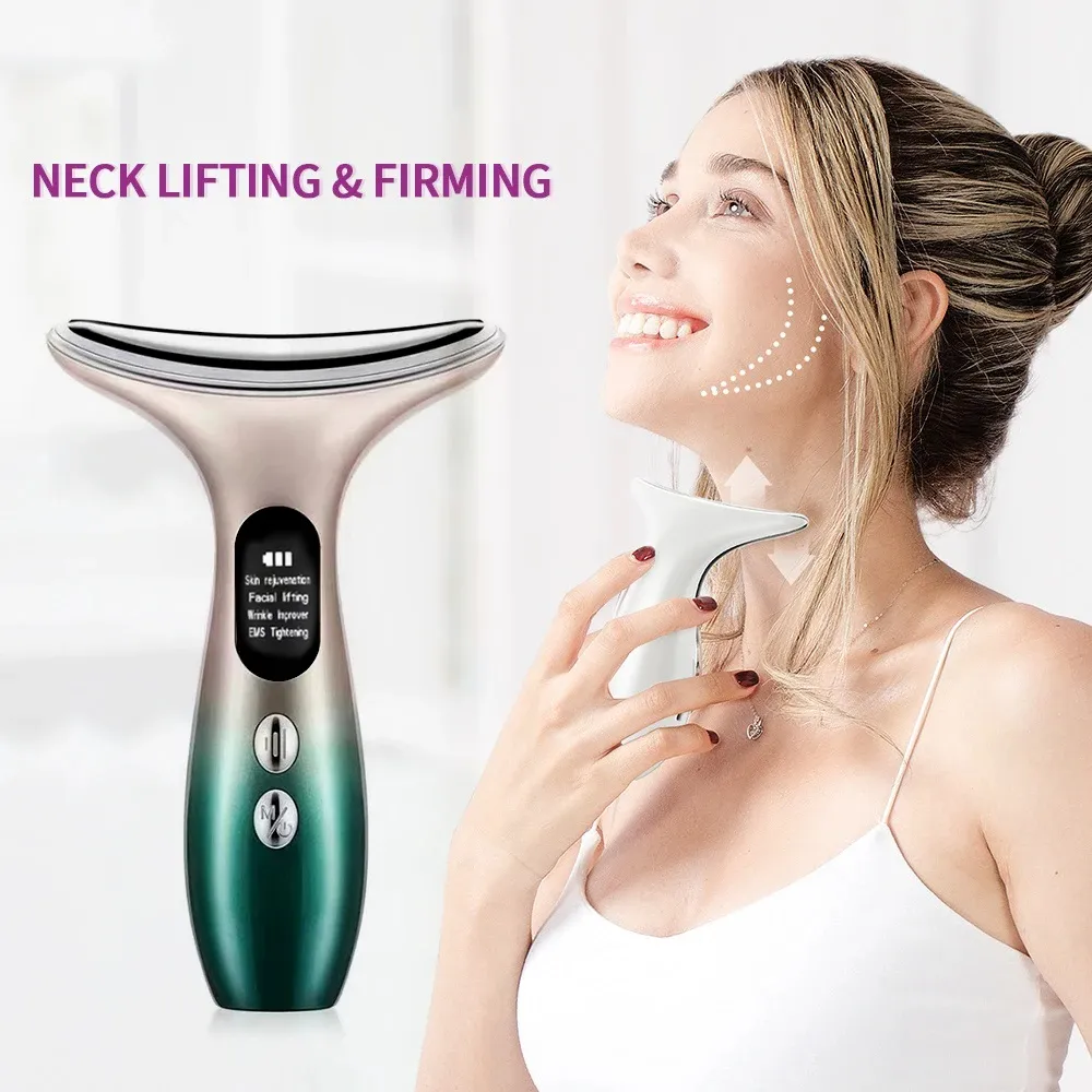 2024 Best Seller OEM New Beauty RF EMS Lifting viso e collo massaggiatore elettrico Anti-invecchiamento dispositivo per la cura della pelle