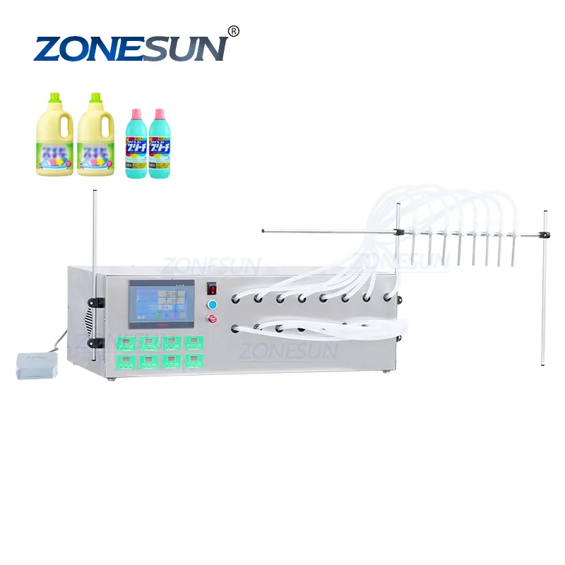 ZONESUN ZS-YTDP8C Semi Otomatis 8 Kepala Pompa Diafragma Mesin Pengisi Kimia Cair Anti Korosif