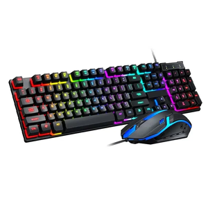 Fábrica personalizada OEM 104 teclas LED retroiluminación Gaming Keyboard Mouse Combo Rainbow Wired Design para PC Desktop - Product Image 3