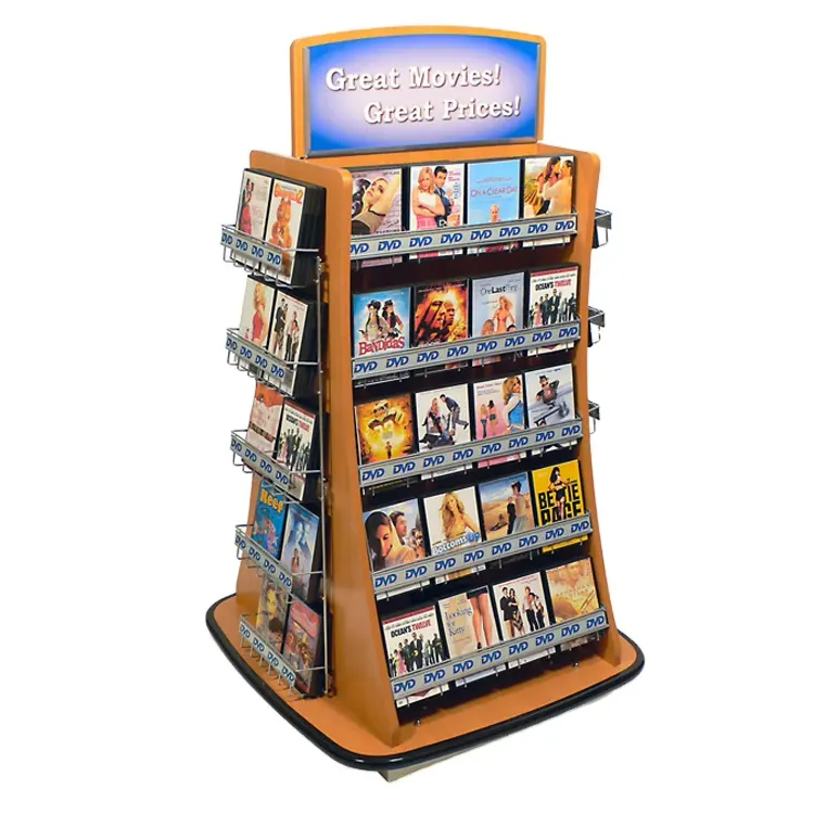 Factory Direct Wholesale Supermarket Marketing Freestanding Wooden Book Gift Card Cd Display Rack