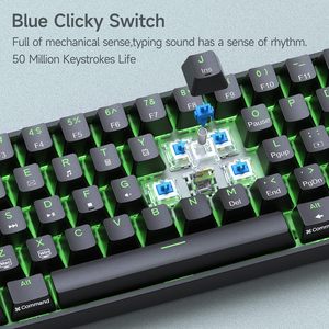 61 מפתחות USB usb c המחשב laviatura משחקים מקלדת טורקית מכני rgb מקשים מכני לוח 10.1 אינץ'