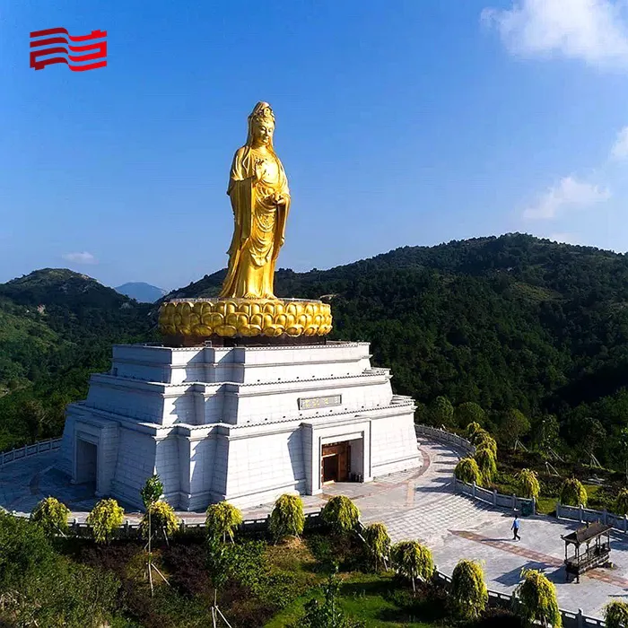 Kustomisasi patung Buddha raksasa proses penyepuhan patung Buddha logam besar ukuran patung luar ruangan dapat disesuaikan