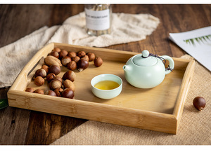 环保竹制托盘带手柄矩形竹制早餐托盘茶盘 - Product Image 6