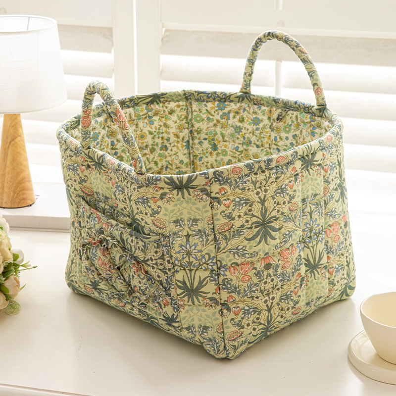 Panier fourre-tout matelassé-vert clair-33cm26cm27cm
