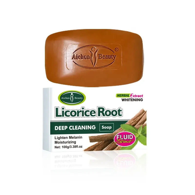 Belleza Natural 100% jabón de hierbas regaliz raíz barra jabón antibacteriano mejor acné jabón hecho a mano para el tratamiento del acné