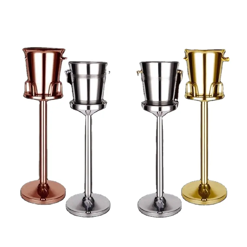 Aço inoxidável Beer Wine Champers Baldes Ice Beverage Tubs Set w/o Ice Wine Cooler Bucket Rack Para Festas