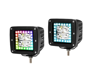 ไฟ Led ทำงานสปอตไลท์3นิ้ว,แถบไฟ Led หลากสี RGB 17วัตต์รีโมตคอนโทรลใช้แอปพร้อมสายรัดสายไฟ