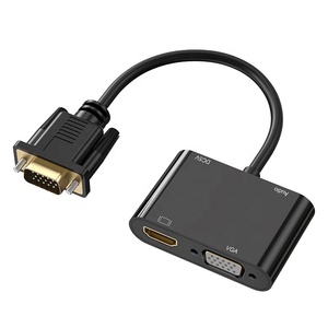 Resolución de 1080P 2 en 1 VGA macho a HDMI VGA hembra Video Splitter Converter Adapter Cable con Audio y Micro USB Cable de alimentación - Product Image 1