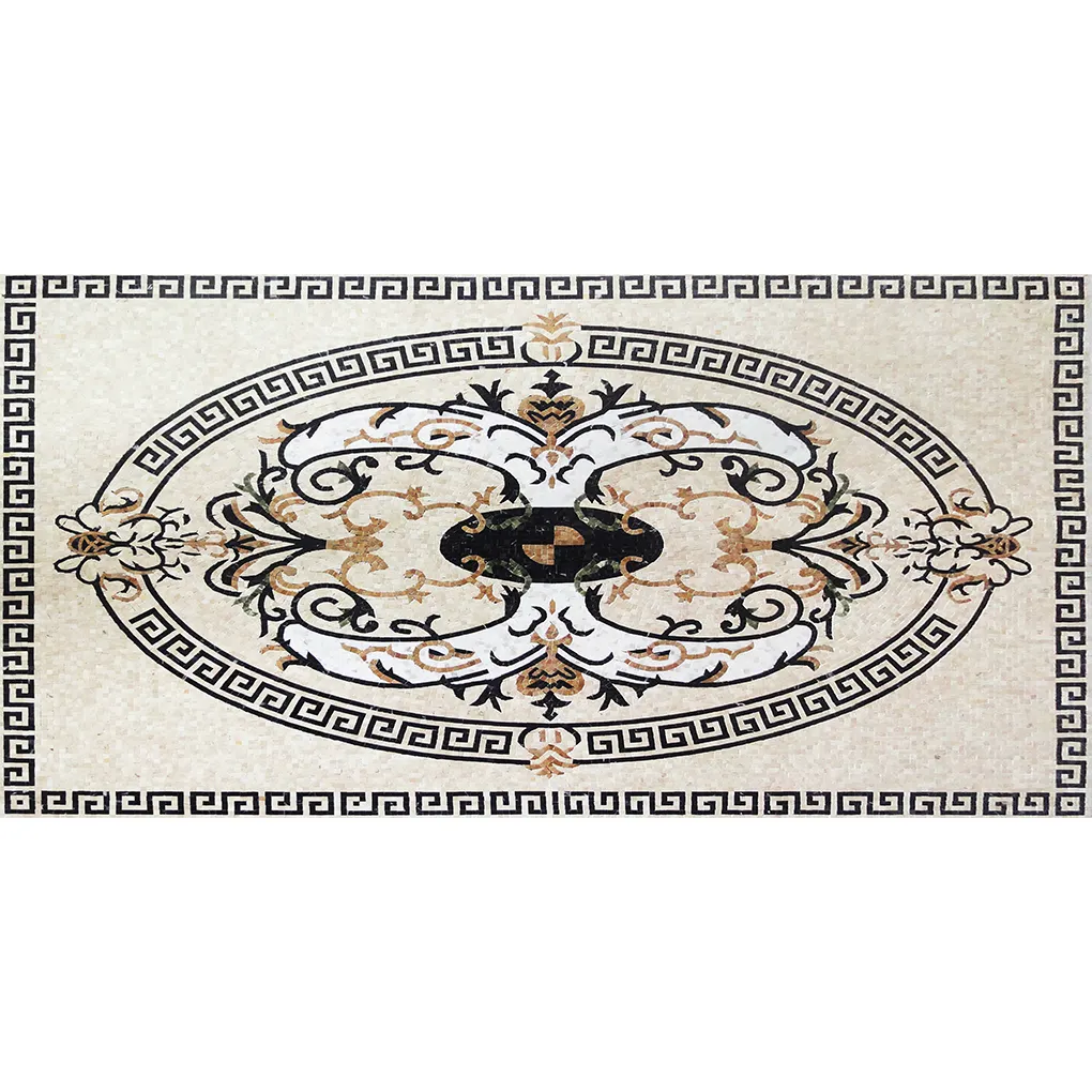 Modello di medaglia da pavimento rettangolare in marmo europeo con motivo a forma di mosaico di piastrelle rettangolari medagliere per pavimento con piastrelle quadrate per Hotel