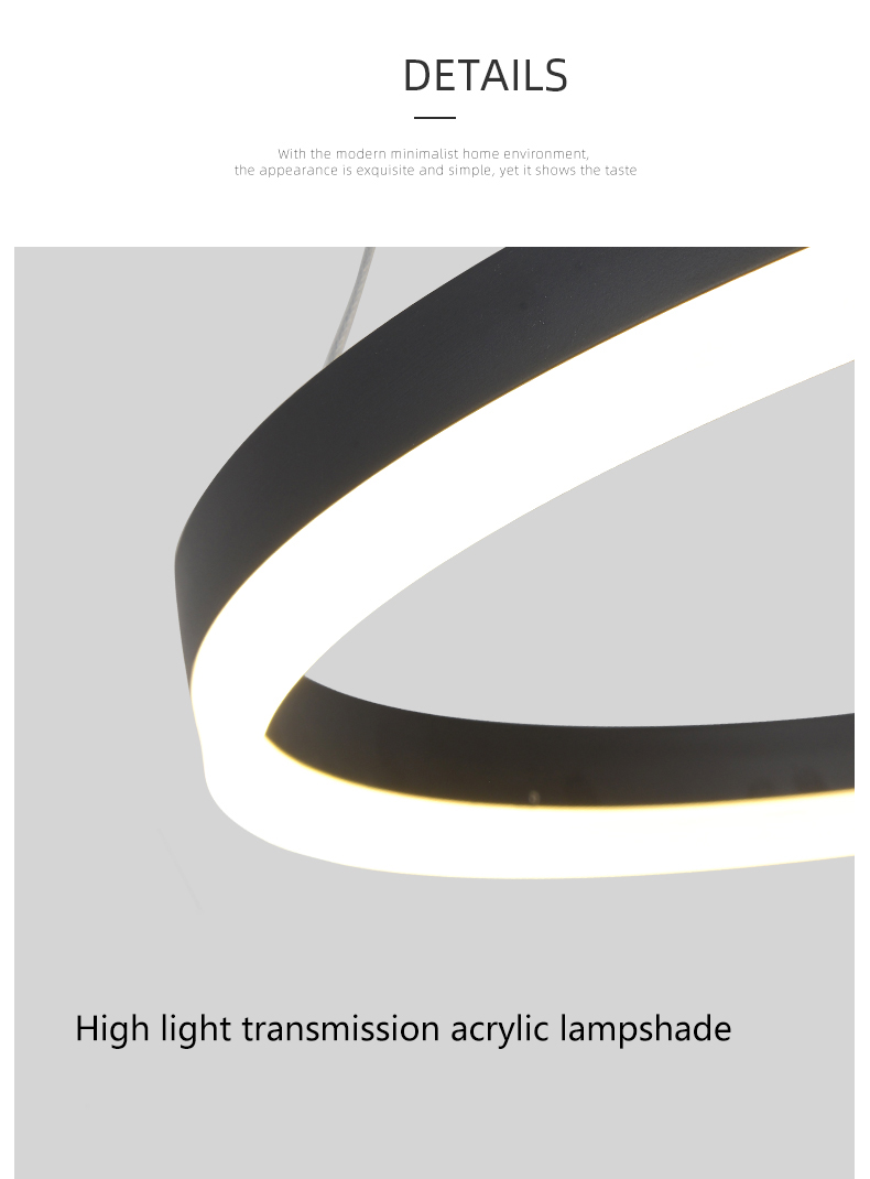 Modern nordic minimalist Restaurant living room decoration Aluminum Acrylic Circle Ring LED Chandelier