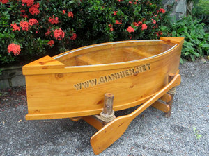WOODEN BOAT TABLE WITH <strong>OARS</strong> - HIGH QUALITY WOOD SHIP MODEL - HANDICRAFT MODEL for NAUTICAL DECOR - Product Image 3