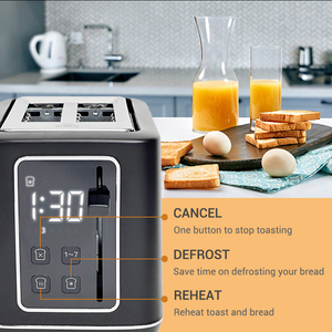 Smart LED Display 2 Slice Toaster Automatisch 7 Browning-Einstellungen Brot Toaster mit Countdown-Funktion - Product Image 5