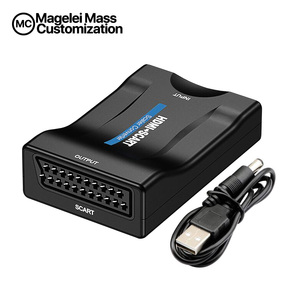 Nueva llegada logotipo personalizado 1080P HDMI de salida Scart adaptador HDMI a SCART Convertidor para HDTV, STB VHS PS3 xbox