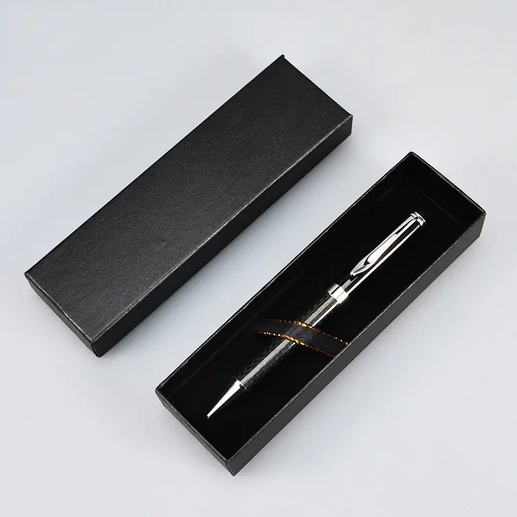 Penne regalo aziendale Set Logo personalizzato accettato penna a sfera penna a sfera in metallo di lusso reale all'ingrosso in fibra di carbonio con scatola di carta