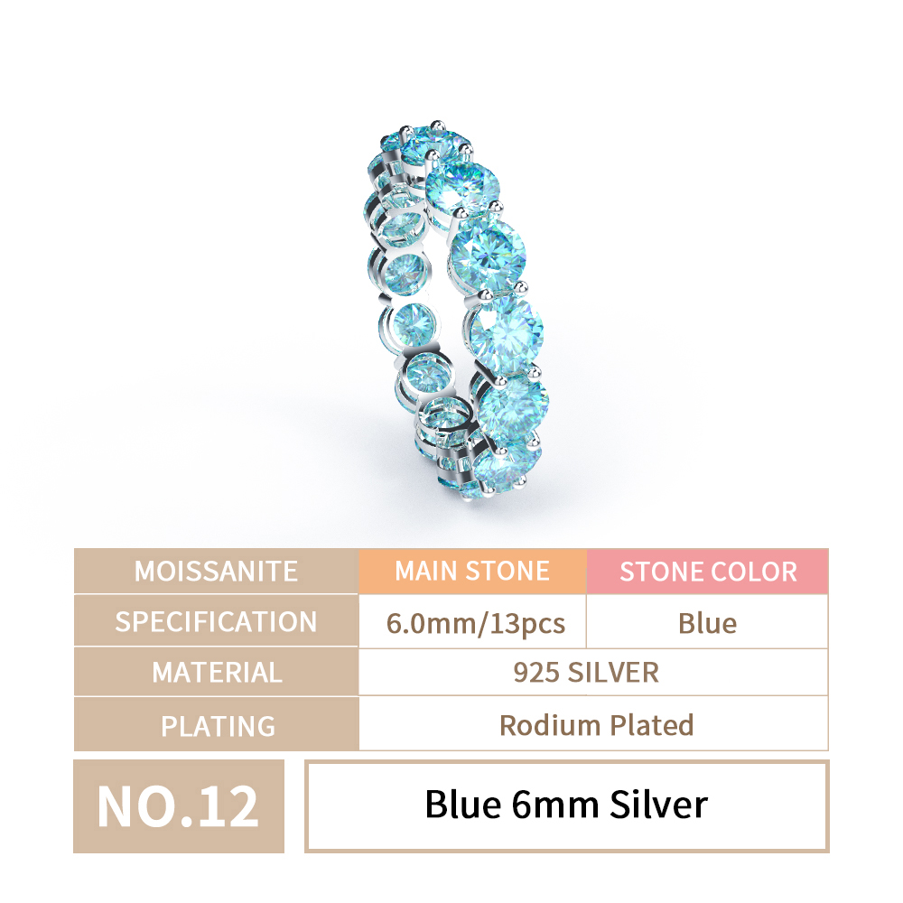 Blue 6mm Silver