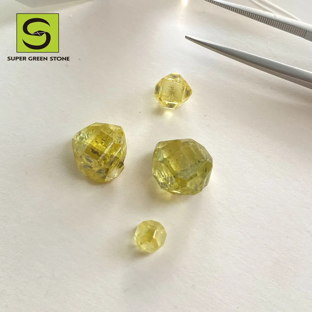 SuperGS cor extravagante sintético amarelo HPHT CVD diamante sintético cultivado em laboratório áspero sem cortes