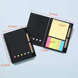 Bloc de notas con cubierta de papel Kraft en espiral con logotipo personalizado promocional barato con notas adhesivas y bolígrafo ecológico - Product Image 2