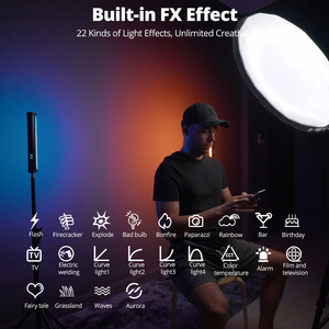 Ambitful A2 2500-8500K RGB หลอด LED ติดวิดีโอไฟสำหรับถ่ายภาพในตัวแอปแบตเตอรี่ลิเธียมฟังก์ชันแม่เหล็ก - Product Image 6
