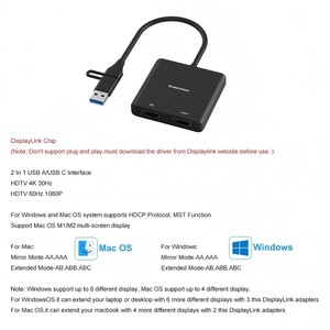 适用于苹果笔记本M1 M2显示器的USB3.0显示器链接集线器扩展坞通用串行总线至高清电视适配器，适用于双显示器扩展 - Product Image 2