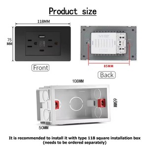 美国标准墙壁插座，带USB C型充电端口5V 2.1A防火电脑面板墙壁电源美国插座 - Product Image 4