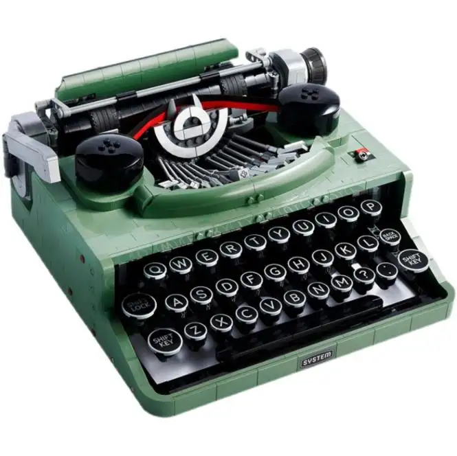 Máquina de escribir Vintage de alta dificultad, bloques de construcción ensamblados, modelo de juguete para niños y niñas