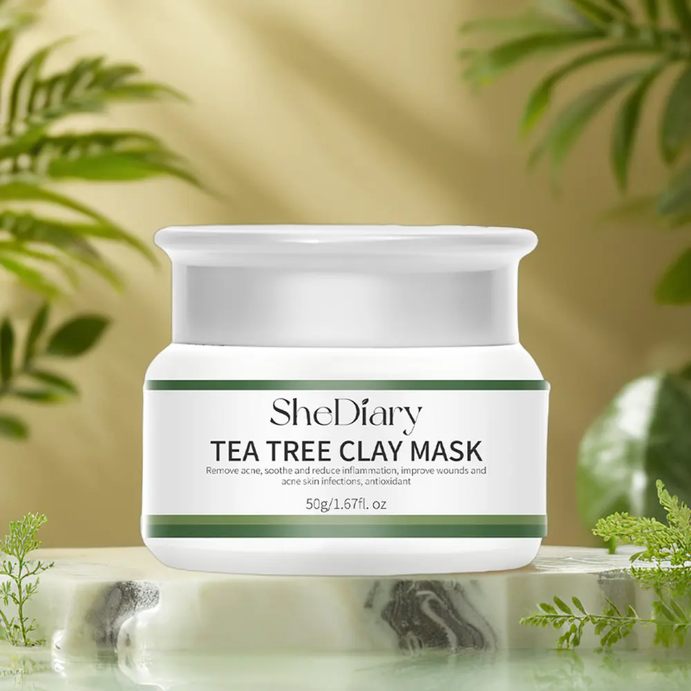 SheDairy 100% Pure Natural Organic Oil Control Tea Tree Anti blackhead Eliminación de acné Máscara de arcilla verde