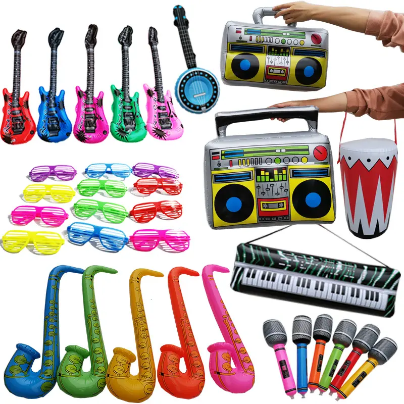 Microfones De Guitarra Clássica Balão De Folha De Alumínio De Rádio Inflável Rock Star Toy Set Music Party Props Decoração Balões